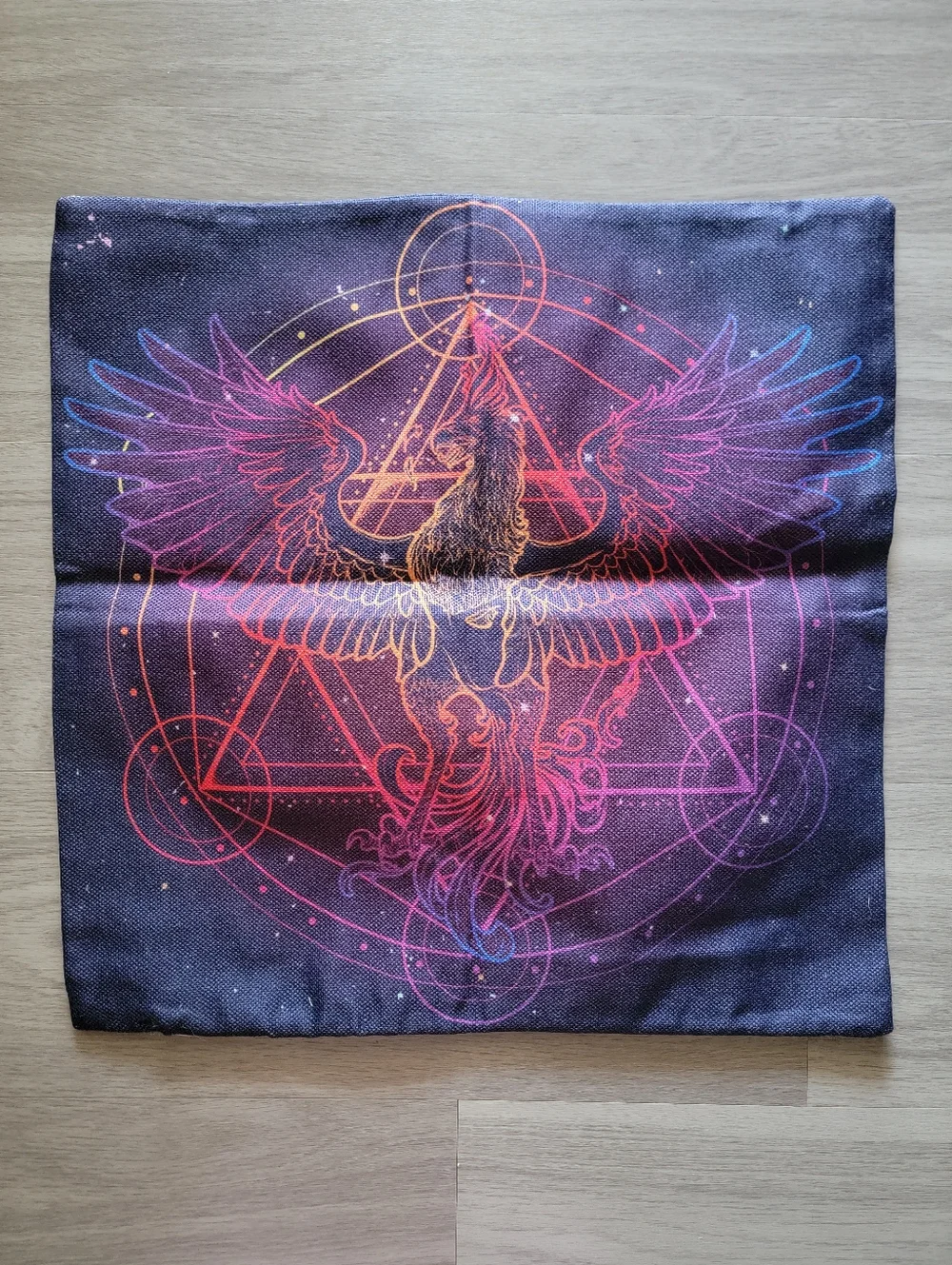 Mystic Phoenix Pillow Cover - Black with Pink & Purple Gradient